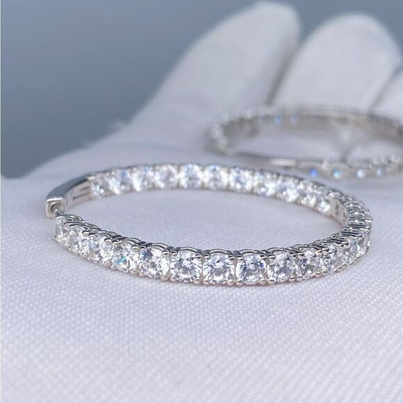 Large Hoop Crystal Embellished Earrings - Picture 7 of 7